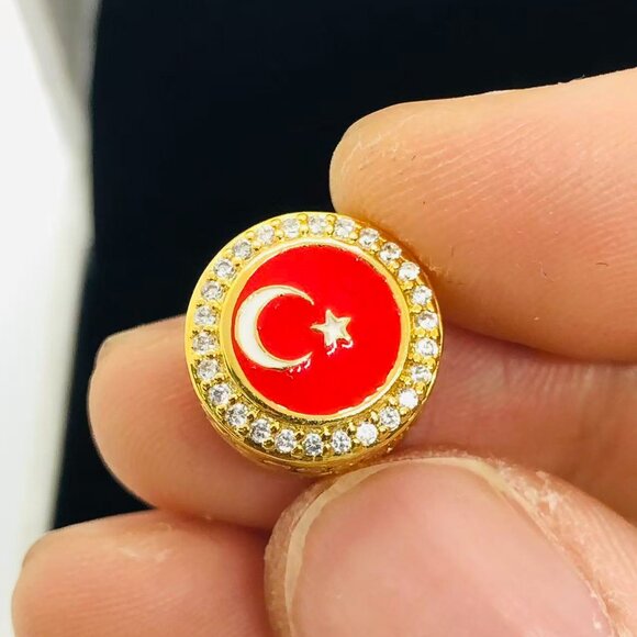 ✨🔥Pandora Country Of Turkey Exclusive Flag Button Charm - Picture 1 of 4